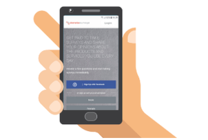 móvil con el sitio web de clearvoice surveys