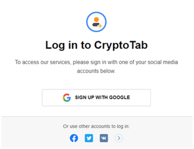 formulario de registro de cryptotab