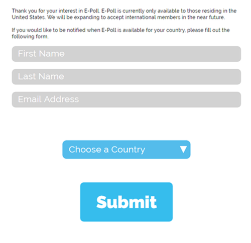 formulario de registro de e-poll surveys