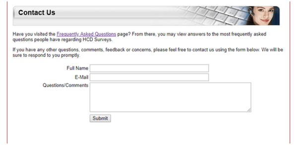 formulario de contacto de hcd surveys