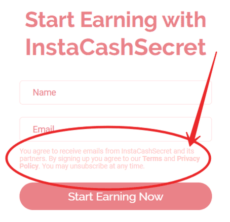 términos de registro de instacashsecret