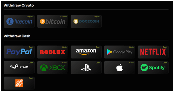 opciones de pago de lootgain