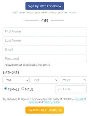 Formulario de Registro de PinchMe