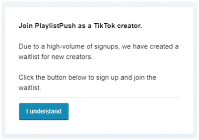 lista de espera para creadores tiktok en playlist push