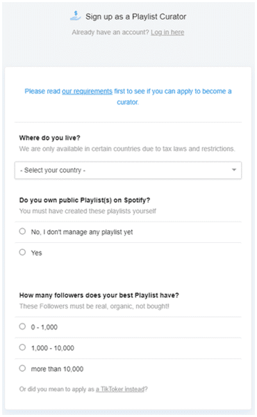 registro en playlist push