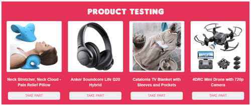 prueba de productos para paid product testing