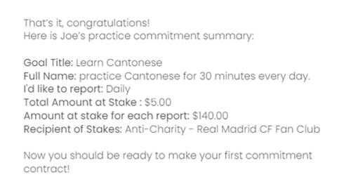 resumen de compromiso stickk