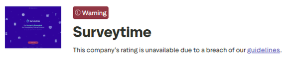 advertencia de trustpilot de surveytime