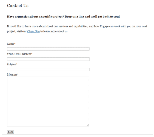 Formulario de contacto de Engage In Depth