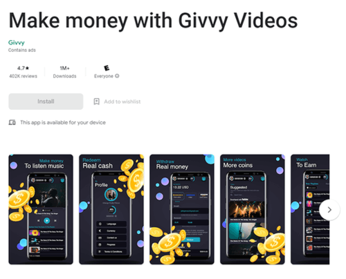 aplicación de givvy videos
