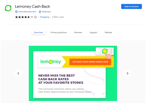 extensión de navegador de Lemoney