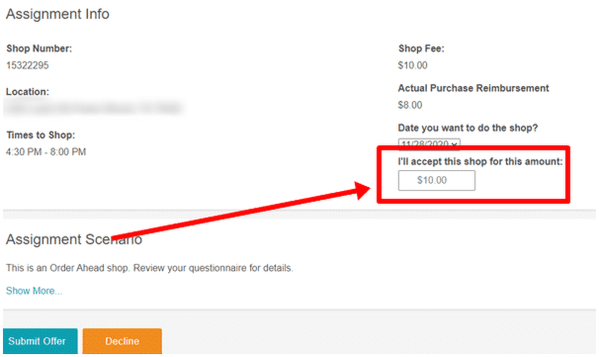 haciendo una oferta en Market Force