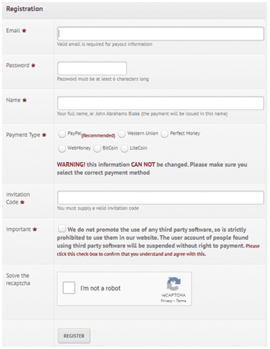 Registro en Megatypers