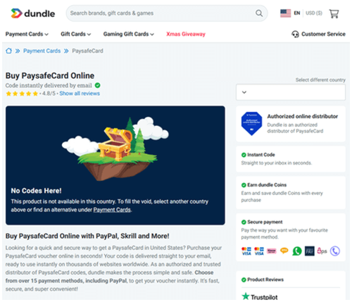 código paysafecard en dundle