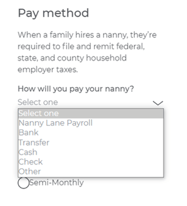método de pago de Nanny Lane