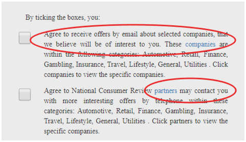 términos de registro de National Consumer Review UK