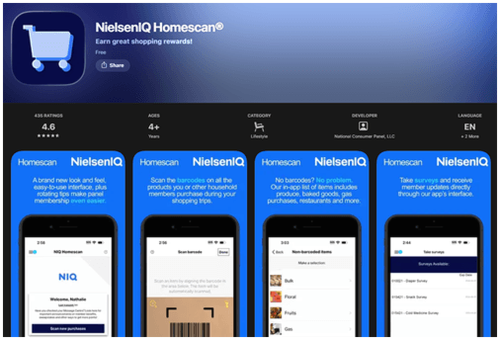 Su app de NielsenIQ Homescan está disponible para dispositivos Android y iOS.