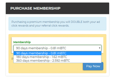 actualización de membresía de btcclicks
