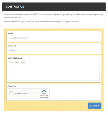 formulario de contacto de btcclicks