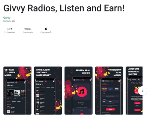 aplicación de givvy radios