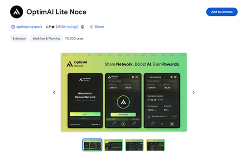 extensión de chrome de optimai network