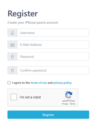 formulario de registro de iproyal