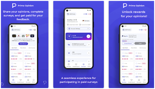captura de pantalla de la app de prime opinion
