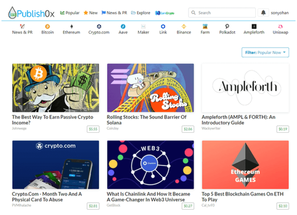 leyendo artículos en publish0x