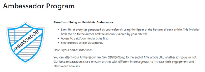 programa de embajadores de publish0x