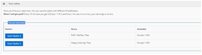Escuchando la radio en Radioearn