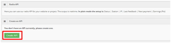 API de Radio de Radioearn