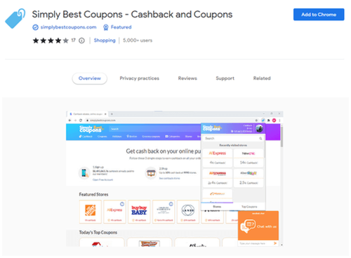 extensión de navegador de simply best coupons