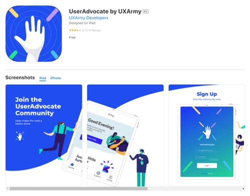 aplicación de UserAdvocate
