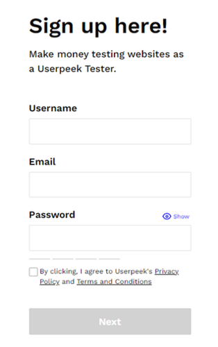 registrándose en userpeek